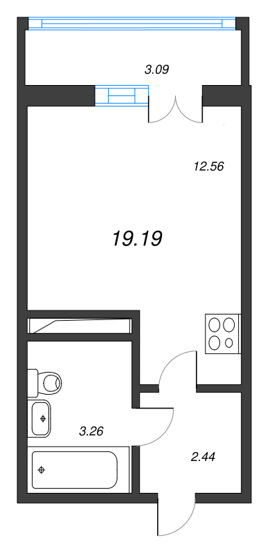 Студия 19,8 м²