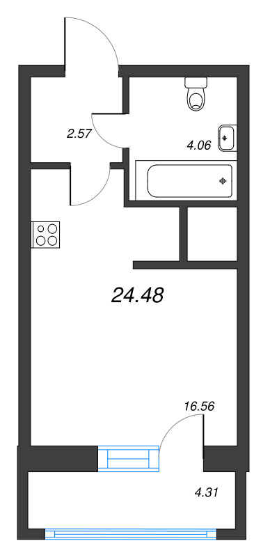 Студия 24,5 м²