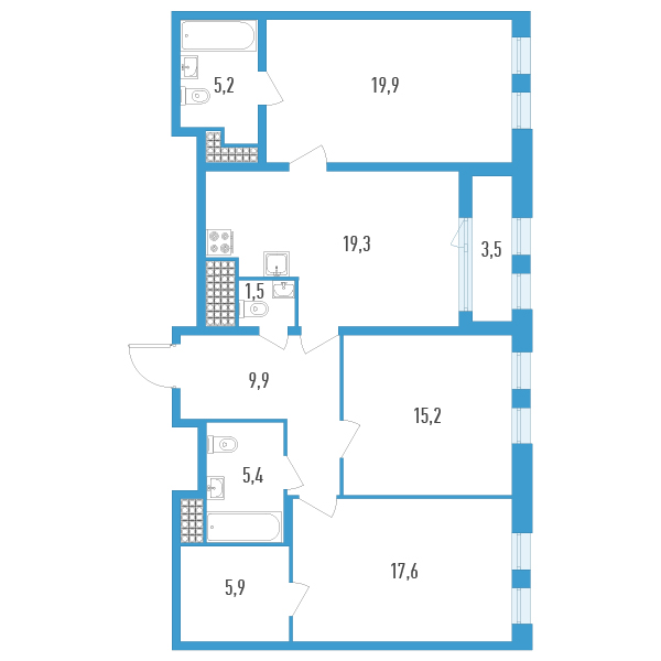 4 ккв (Евро) 101,7 м²
