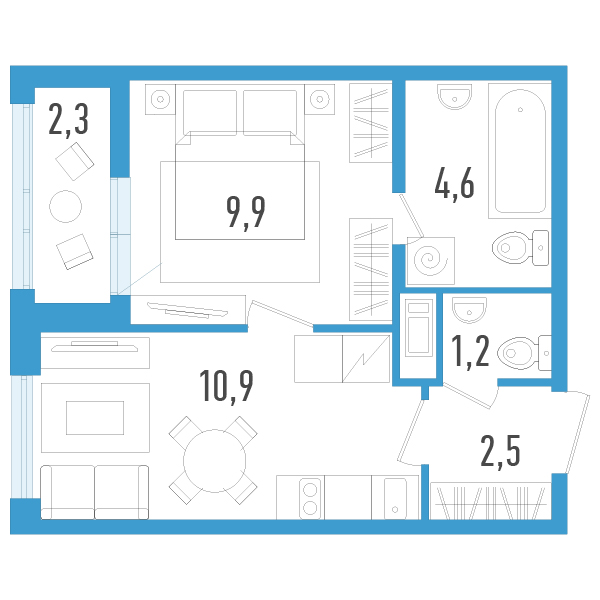 1 ккв 30,3 м²
