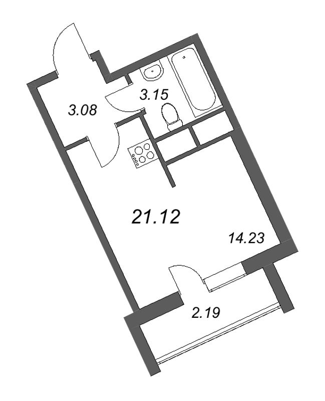 Студия 21,1 м²