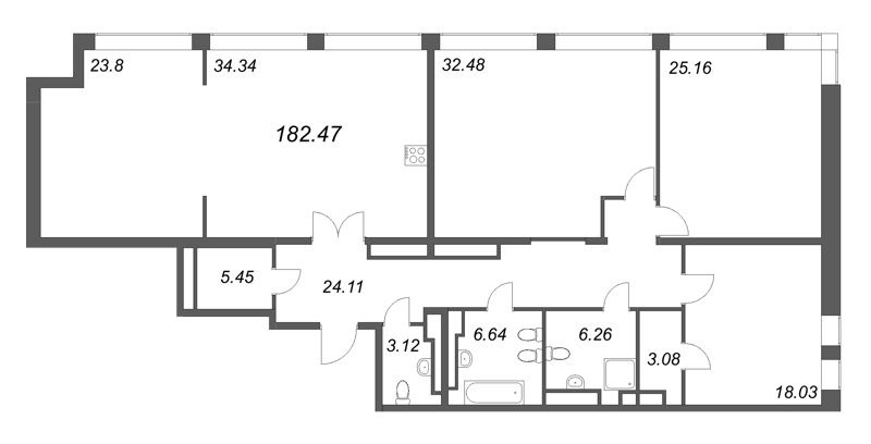 4 ккв (Евро) 182,2 м²