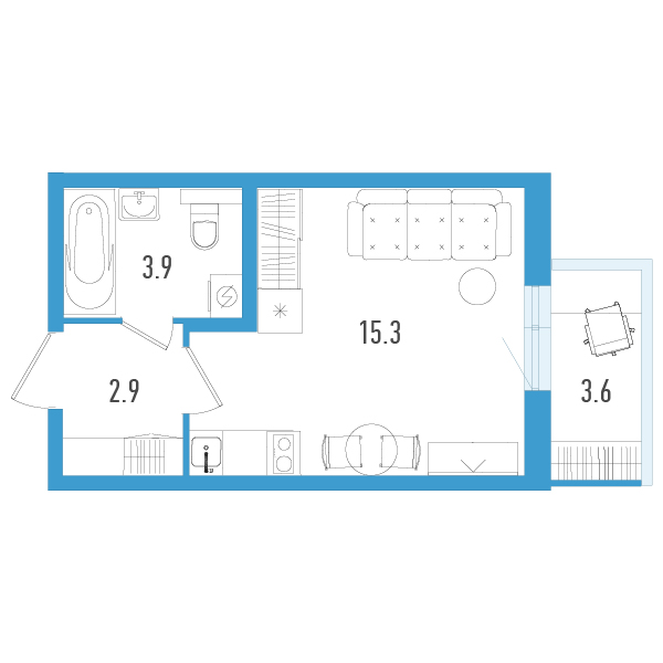 Студия 23,2 м²