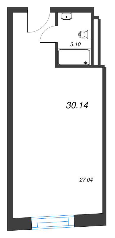 Студия 30,1 м²