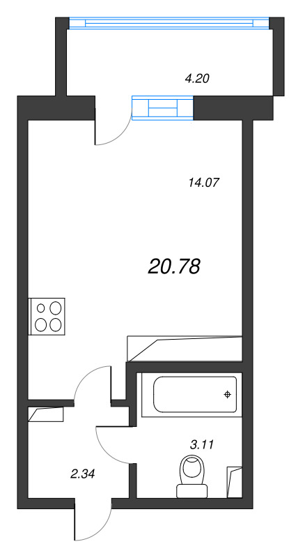 Студия 20,8 м²