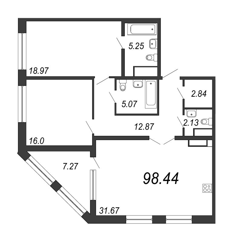 3 ккв (Евро) 98,4 м²