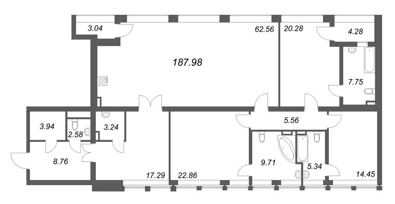 5 ккв (Евро) 180,4 м²