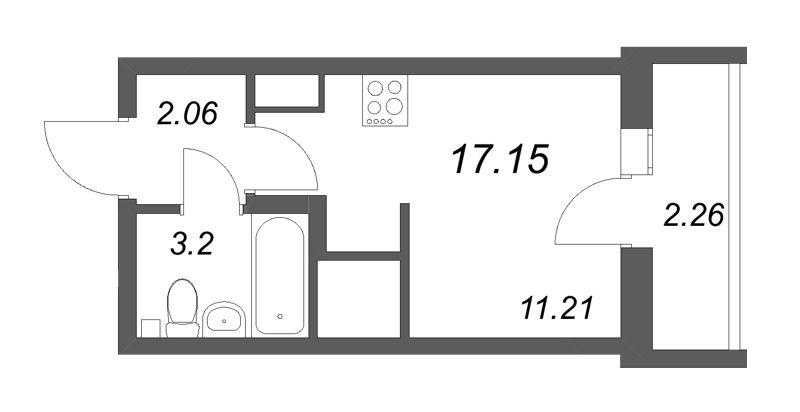 Студия 17,2 м²