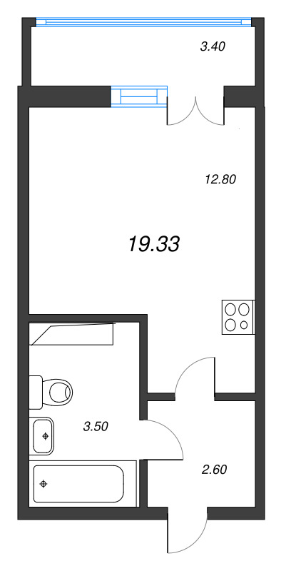 Студия 20,1 м²