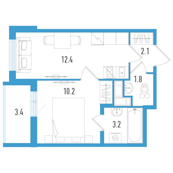 1 ккв 31,4 м²