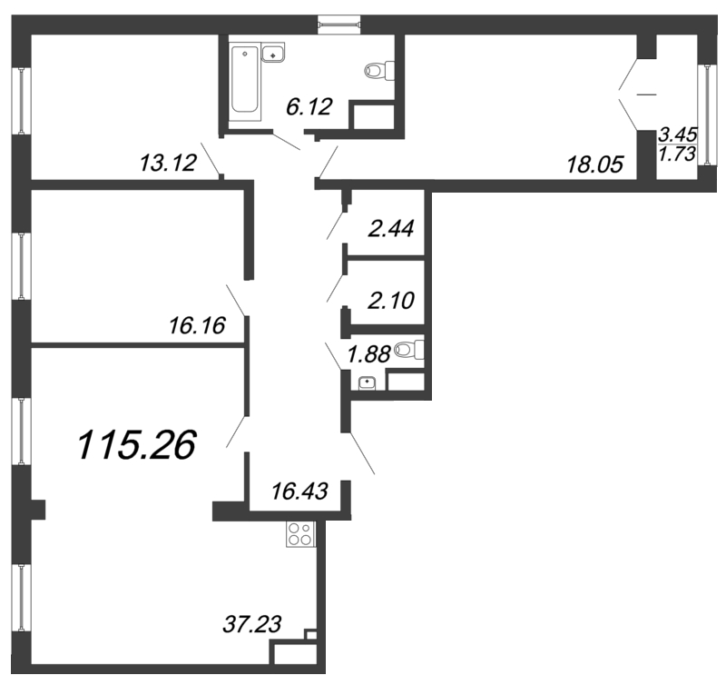 4 ккв (Евро) 115,6 м²