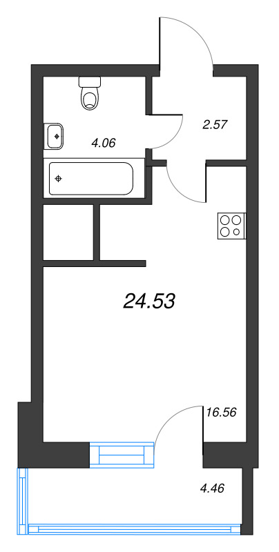Студия 24,5 м²