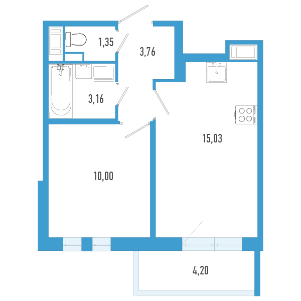 2 ккв (Евро) 34,6 м²