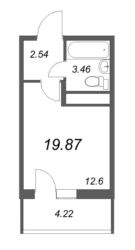 Студия 19,9 м²