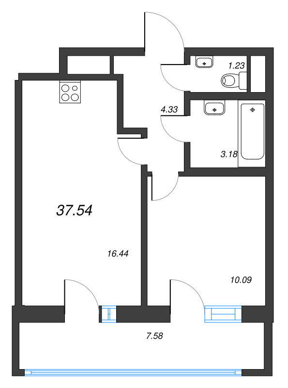 2 ккв (Евро) 37,5 м²