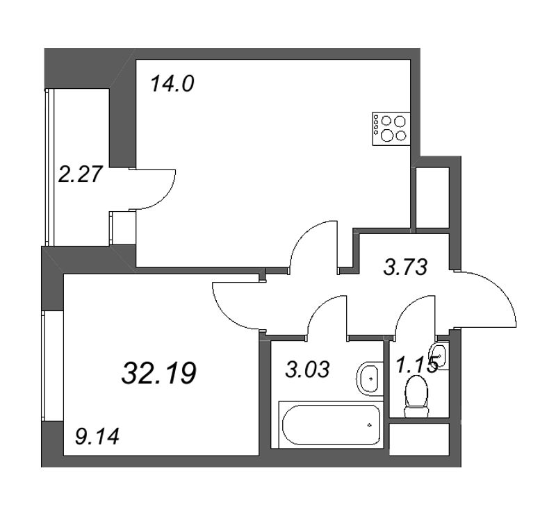 1 ккв 32,2 м²