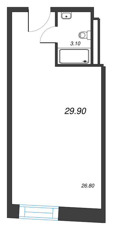 Студия 29,9 м²