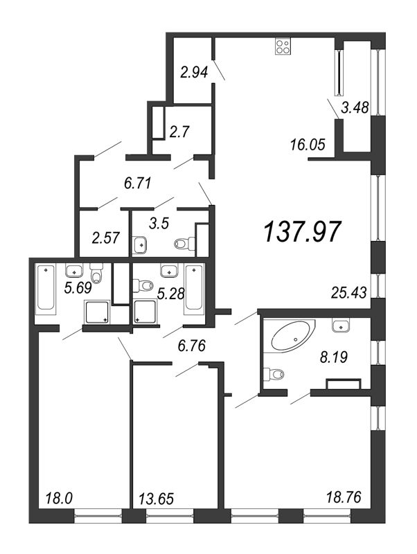 4 ккв (Евро) 138 м²