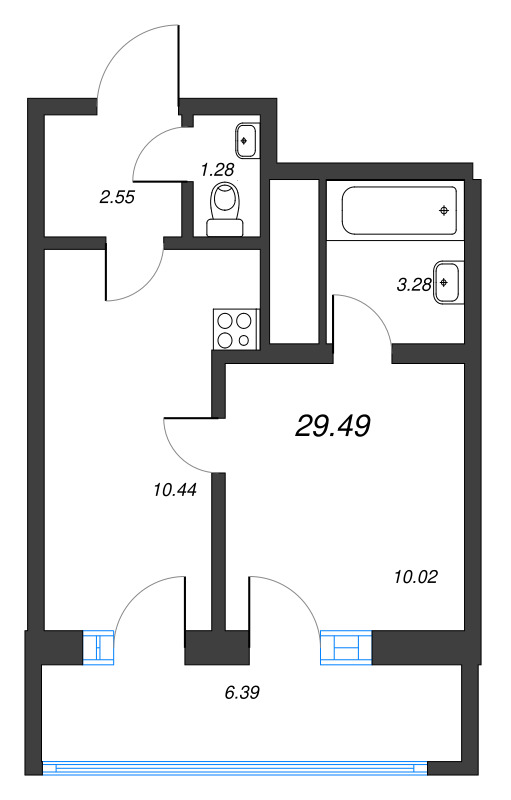 1 ккв 29,5 м²