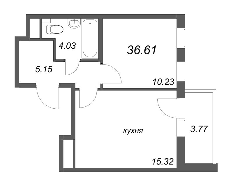 2 ккв (Евро) 36,6 м²