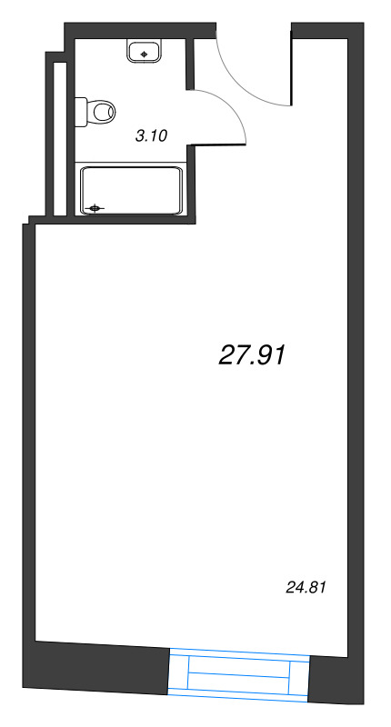 Студия 27,9 м²