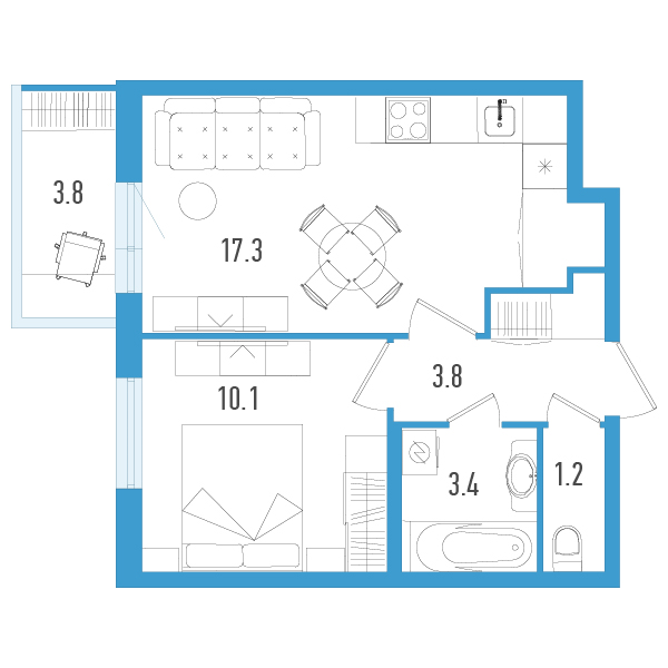2 ккв (Евро) 36,9 м²