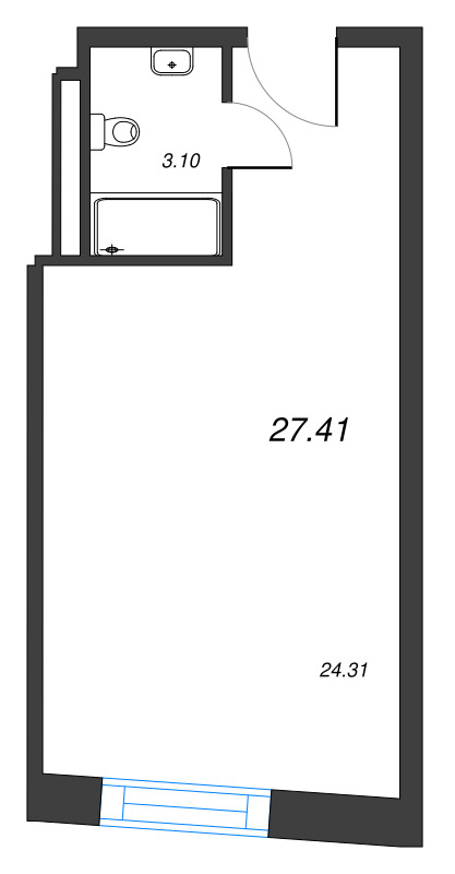 Студия 27,4 м²