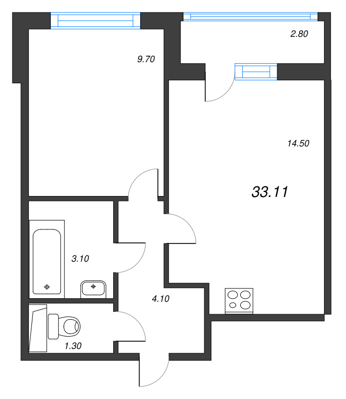 1 ккв 33,9 м²