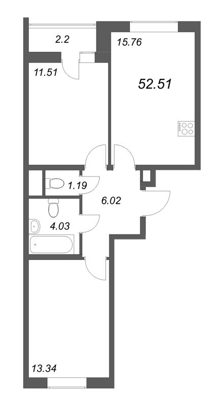 3 ккв (Евро) 52,5 м²