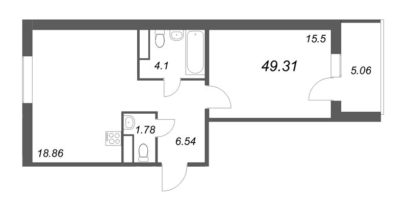 2 ккв (Евро) 49 м²