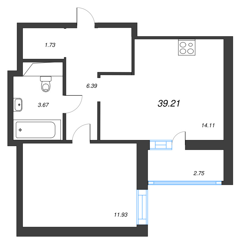 1 ккв 39,2 м²