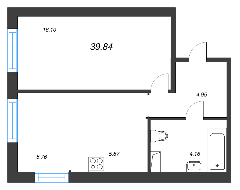 1 ккв 39,8 м²