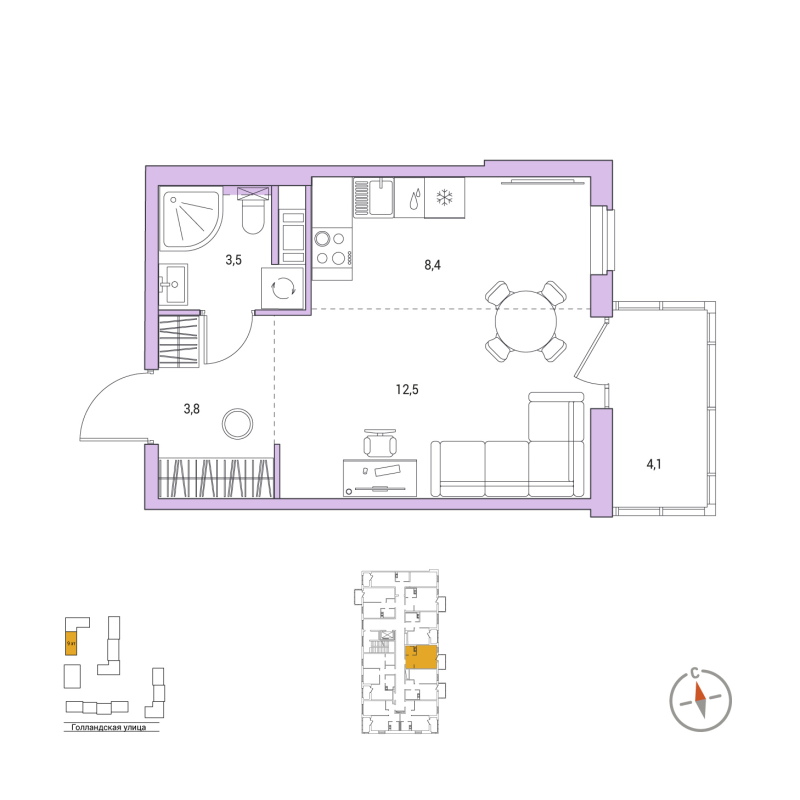 Студия 29,4 м²