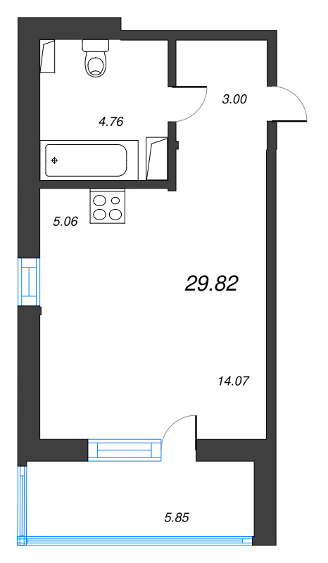 Студия 29,8 м²