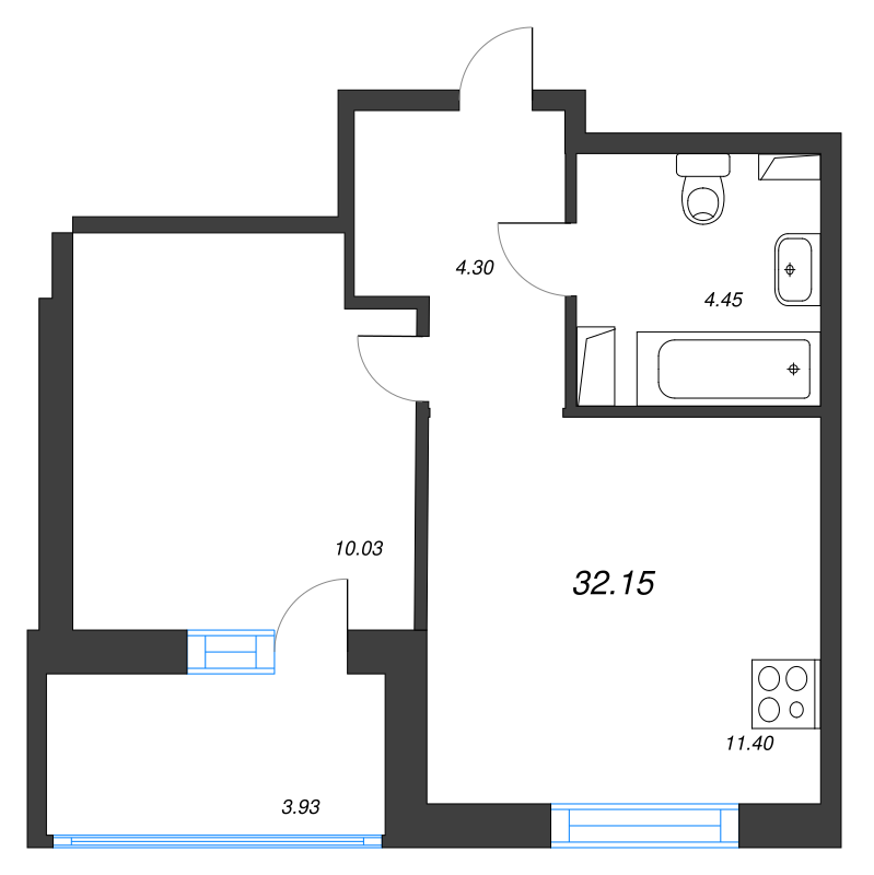 1 ккв 31,7 м²