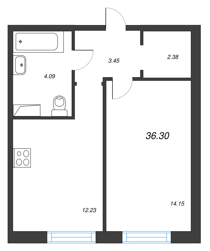 1 ккв 36,3 м²