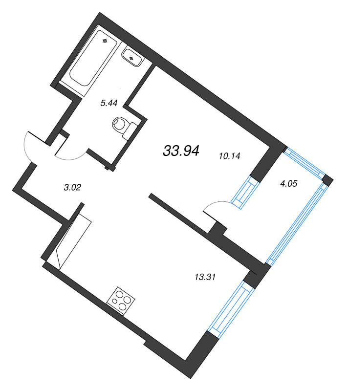 1 ккв 33 м²