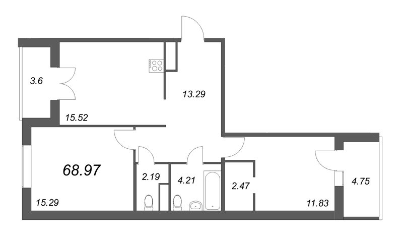 3 ккв (Евро) 69,4 м²