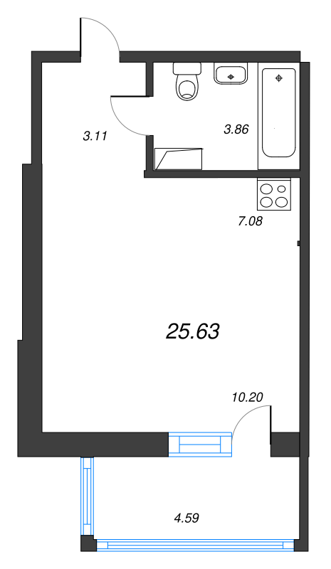 Студия 24,9 м²