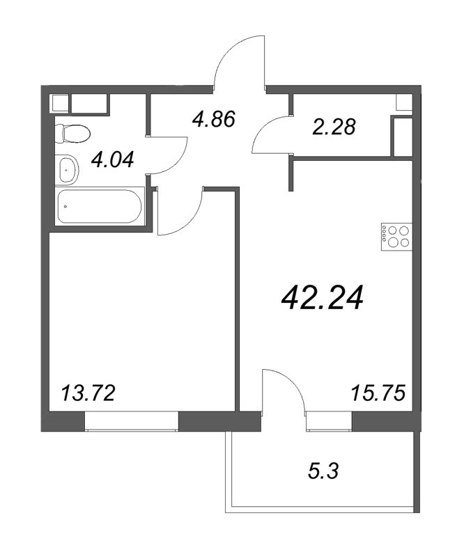 2 ккв (Евро) 41,9 м²