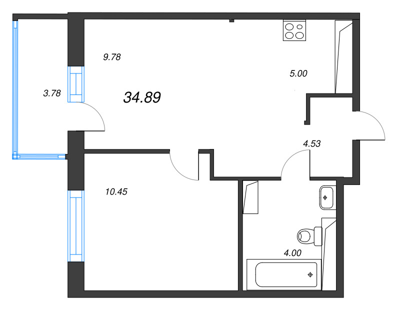 2 ккв (Евро) 34,9 м²