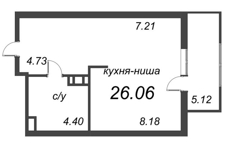 Студия 25,6 м²