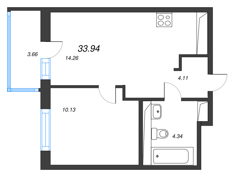 1 ккв 33,9 м²