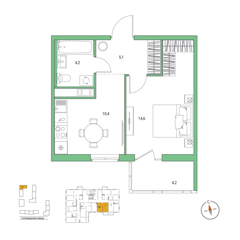 1 ккв 35,6 м²