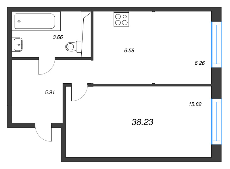 1 ккв 38,2 м²