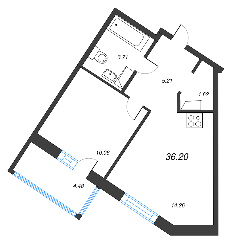 1 ккв 36,6 м²