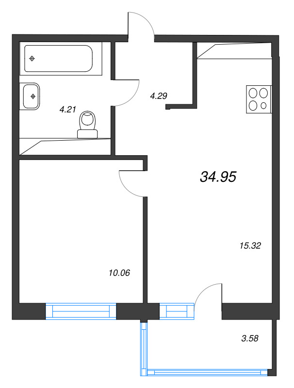 2 ккв (Евро) 35 м²