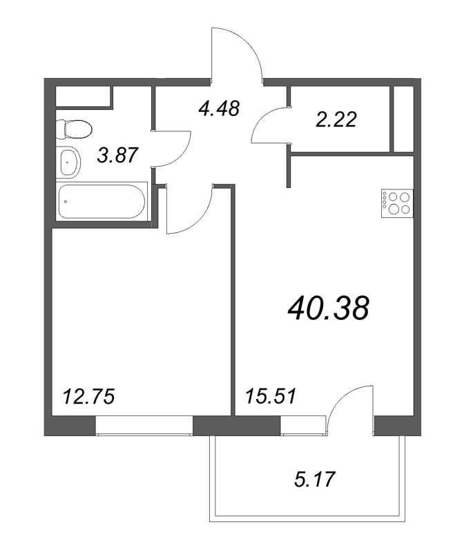 2 ккв (Евро) 40 м²