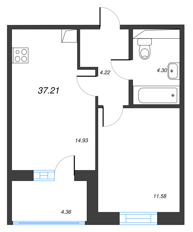 1 ккв 37,2 м²
