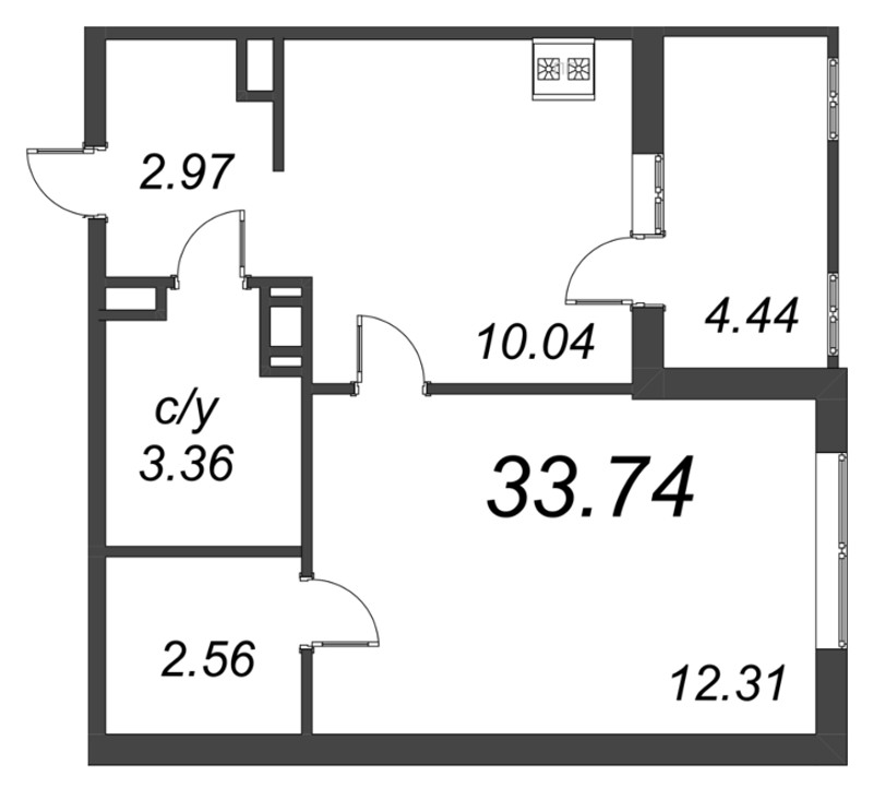1 ккв 34,2 м²